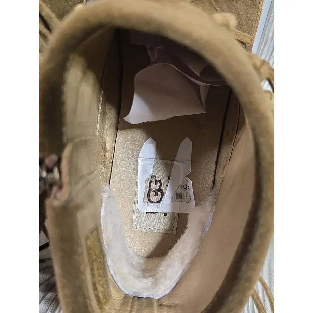 UGG Shenandoah Fringe Brown Suede Ankle Boots Womens Size 8.5